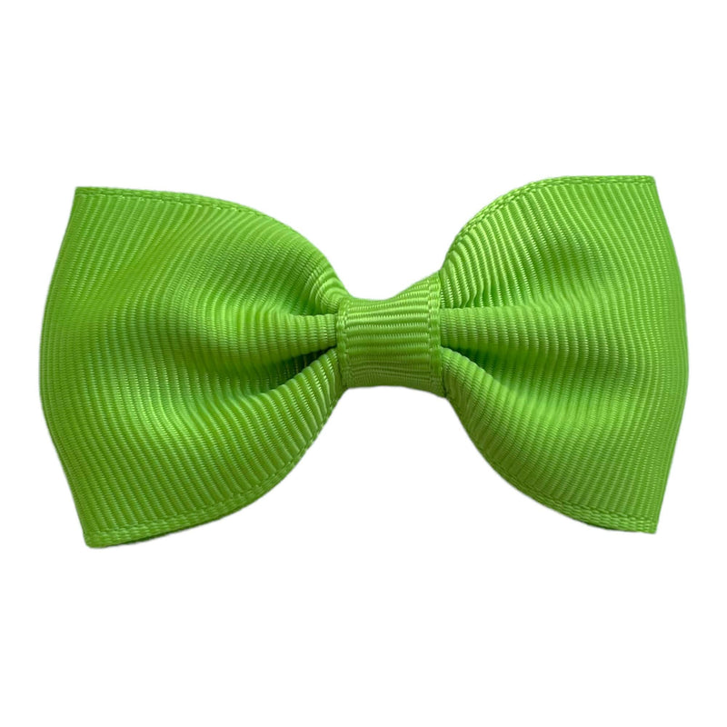[Australia] - Hair Bows Clips Slides Grips 2.7" inch Solid Vibrant Colour Small Straight Hairbows 10 Pack Apple Green 