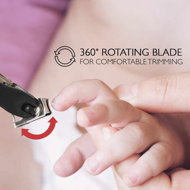 [Australia] - Steinder 360 Degree Rotary Nail Clipper, Nail Cutter, Heavy Duty Stainless Steel Fingernail Clipper for Men & Women - Black Slim Black 