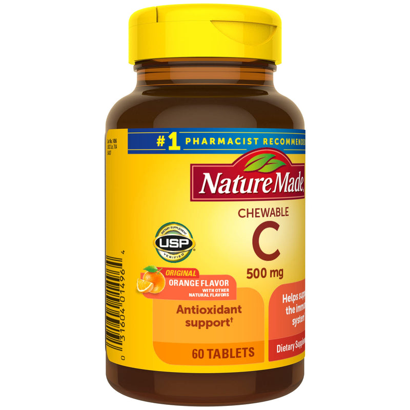[Australia] - Nature Made Chewable Vitamin C 500 mg Tablets, 60 Count to Help Support the Immune System 60 Count (Pack of 1) 