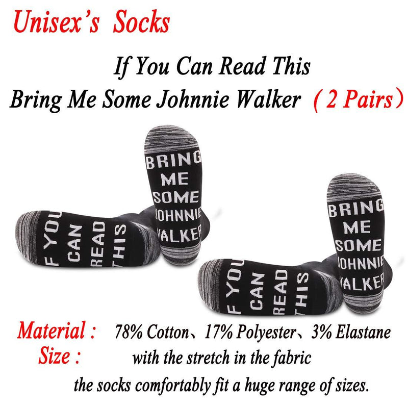 [Australia] - PYOUL 2 Pairs Johnnie Walker Lover Socks Whiskey Gift If You Can Read This Bring Me Some Johnnie Walker Socks 