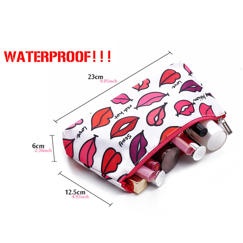 [Australia] - 2 pack small Makeup Bag,cute Toiletry Pouch Waterproof Cosmetic Bag with lipstick Patterns 