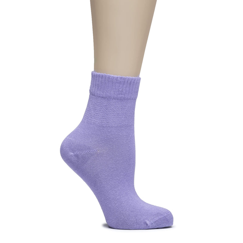 [Australia] - HUGH UGOLI Women Diabetic Ankle Socks, Super Soft & Thin Bamboo Socks, Wide & Loose, Non-Binding Top & Seamless Toe, 4 Pairs 6-9 Aster Purple 
