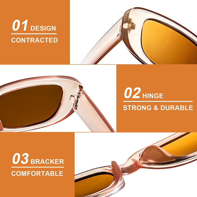[Australia] - Rectangle Retro Sunglasses Trendy Unisex Mirrored Square Glasses for Women Men Black, Champagne, Leopard and Tawny, Leopard and Grey 