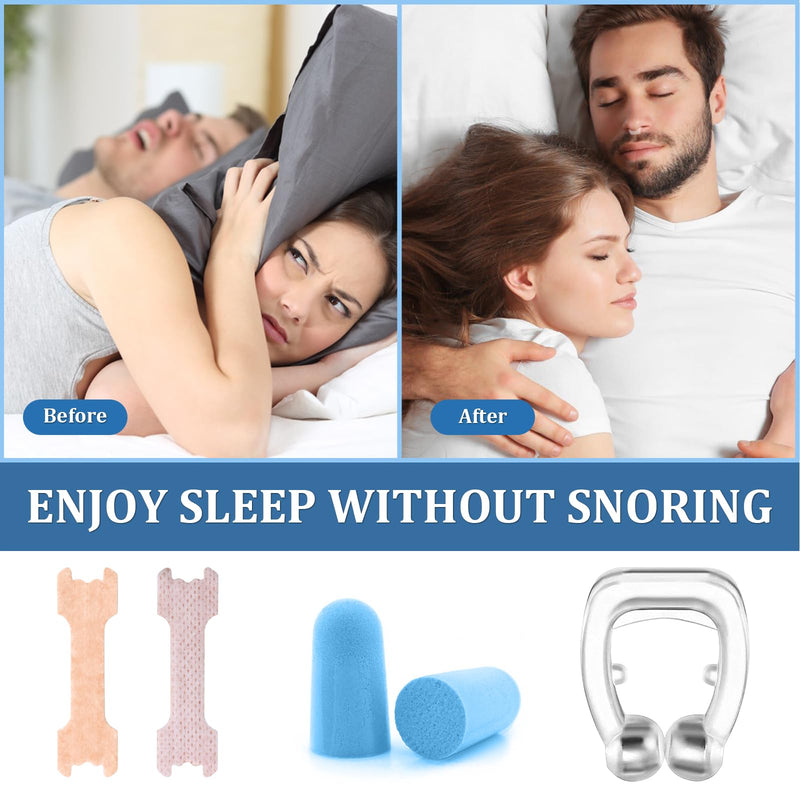 [Australia] - ZOCONE 80 Pcs Nasal Strips Drug-Free Snore Strips, Breathable Nose Strips for Snoring to Relieve Nasal Congestion Snoring Aids for Men Women to Improves Sleep Stop Snoring with 4 Noseclips 2 Earplugs 