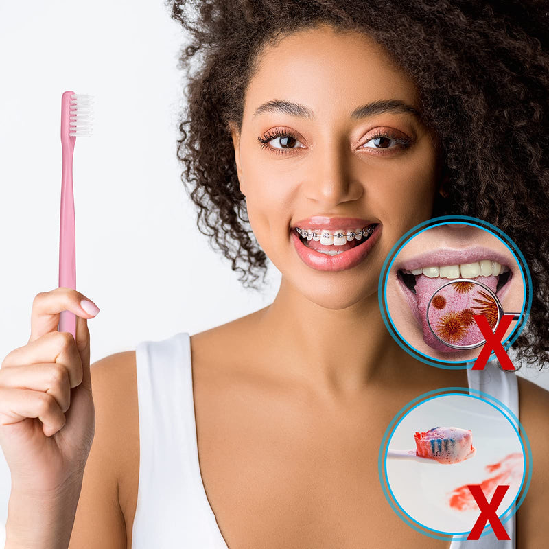 [Australia] - 4 Pieces Tufted Toothbrush Brace Toothbrush Double Ended V-Trim Bristles Toothbrush Soft Trim Toothbrush Single Tufted Toothbrush for Braces Detail Cleaning 