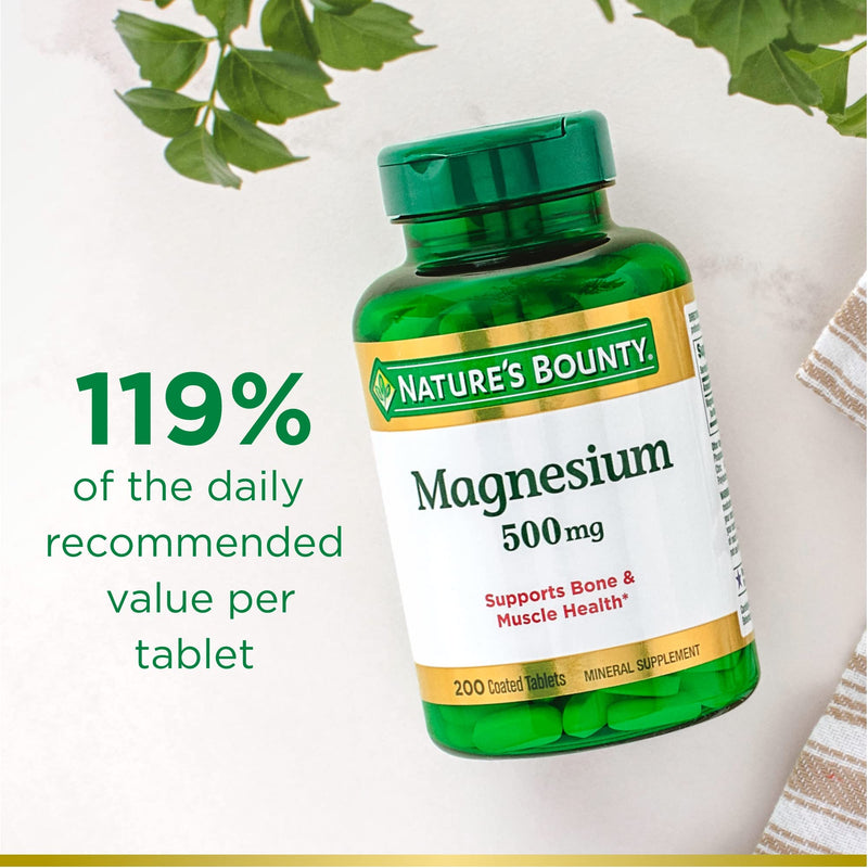 [Australia] - Nature’s Bounty Magnesium, Bone and Muscle Health, Tablets, 500 mg, 200 Ct 200 Count 