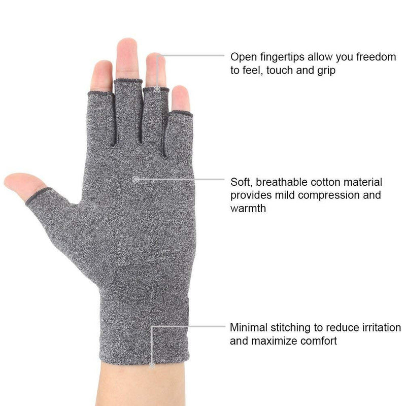 [Australia] - 2 Pairs Arthritis Compression Gloves for Arthritis Pain Relief, Rheumatoid, Osteoarthritis and Carpal Tunnel for Men and Women, Fingerless for Typing (Small, Pureblack+Gray) Small (2 Pair) 