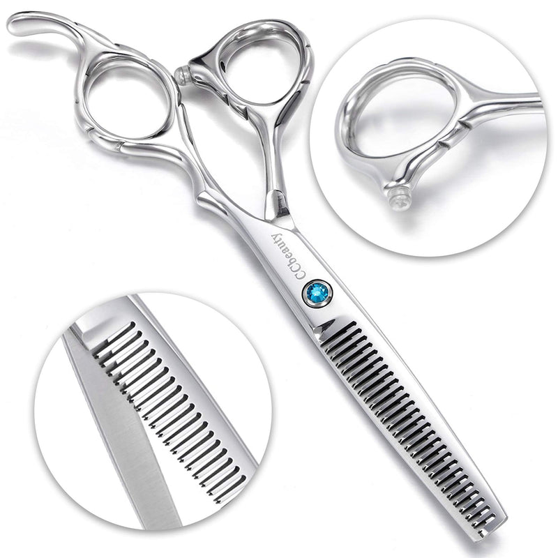 [Australia] - CCbeauty Hairdressing Shears, Hair Comb, Leather Scissors Case, Stainless Steel Hair Cutting Shears Kit For Men, Women #2 Blue Crystal 