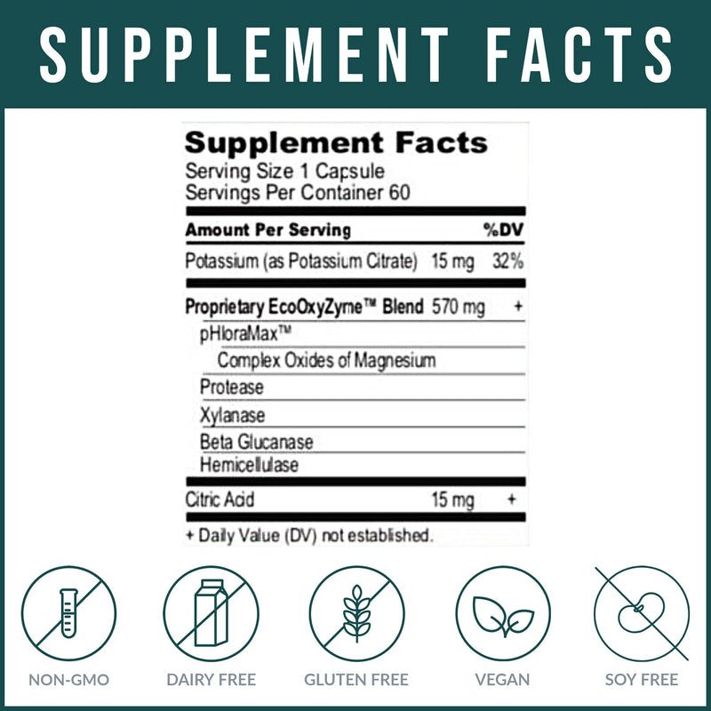 [Australia] - Body Ecology EcoOxyZyme | Multi-Enzyme Digestive Supplement | Supports Immune System & Gut Health | Helps Disrupt Biofilm Buildup | 60 Capsules 