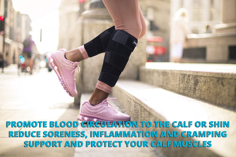 [Australia] - 2U2O Calf Brace - Adjustable Shin Splint Compression Support for Calf Pain Relief, Recovery, Sprain, Swelling, Tennis Leg, - Lower Leg Wrap - Calf Sleeve for Men or Women - Universal Size 2Packs 