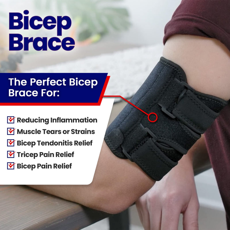 [Australia] - Bicep Tendonitis Brace Compression Sleeve - Triceps & Biceps Muscle Support For Upper Arm Tendonitis Pain Relief Or Bicep Strains (Bicep 11 to 16") L 