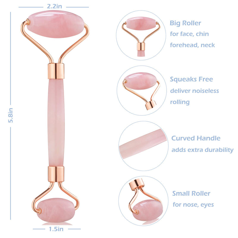 [Australia] - Jade Roller for Face - Rose Quartz Face Roller Skin Care - Stone Facial Roller, Face Massager for Women, Relieve Stress, Remove Wrinkles Eye Puffiness 