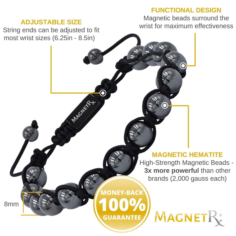 [Australia] - MagnetRX® Hematite Magnetic Bracelet - Beaded Magnetic Hematite Bracelets (Bali 8mm Bead) Bali 8mm Bead 