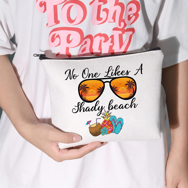 [Australia] - LEVLO Ocean Beach Cosmetic Make Up Bag Beach Wear Gift No One Likes A Shady Beach Makeup Zipper Pouch Bag For Beach Girls Surfer, Likes A Shady Beach, 
