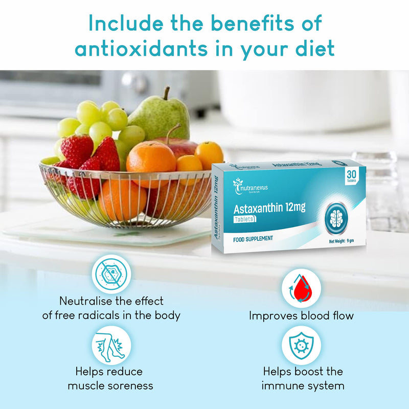 [Australia] - Astaxanthin Supplement for Eye, Skin & Joints Health - Antioxidant Formula for Men & Women - Helps Support Exercise Recovery - Non-GMO & Gluten Free 30 Tablets 