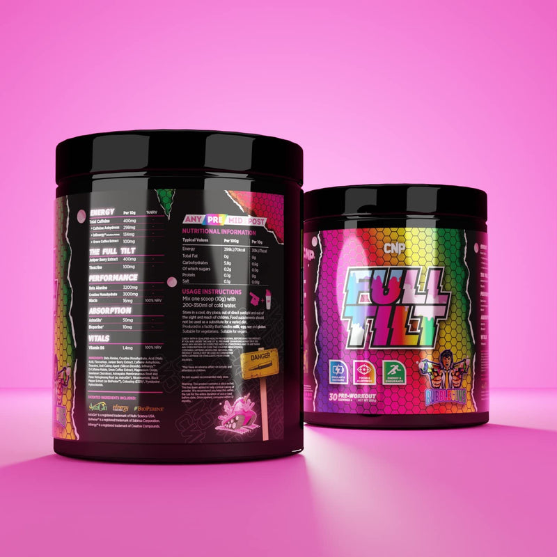 [Australia] - CNP Professional, Pro, Full Tilt Strong Pre-Workout EU Version, 30 Servings, Stimulant & Nootropic, Energy, Focus (Bubble Guns) Bubble Guns 
