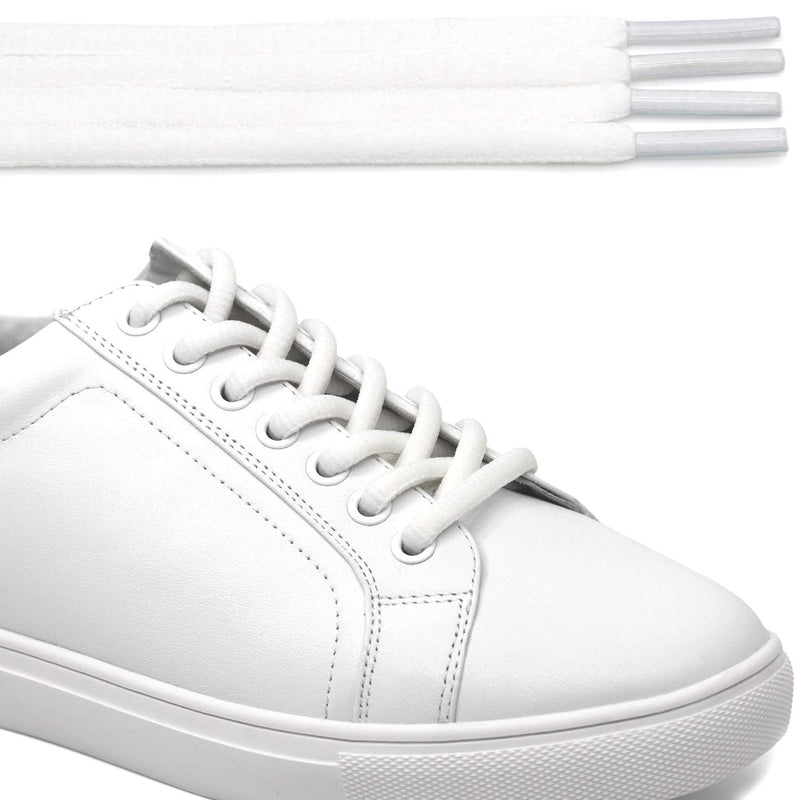 [Australia] - Oval Athletic Shoelaces Thick 4MM DELELE Half Round Shoe Laces Strings 2 Pair 39.37"Inch (100CM) 01 White 