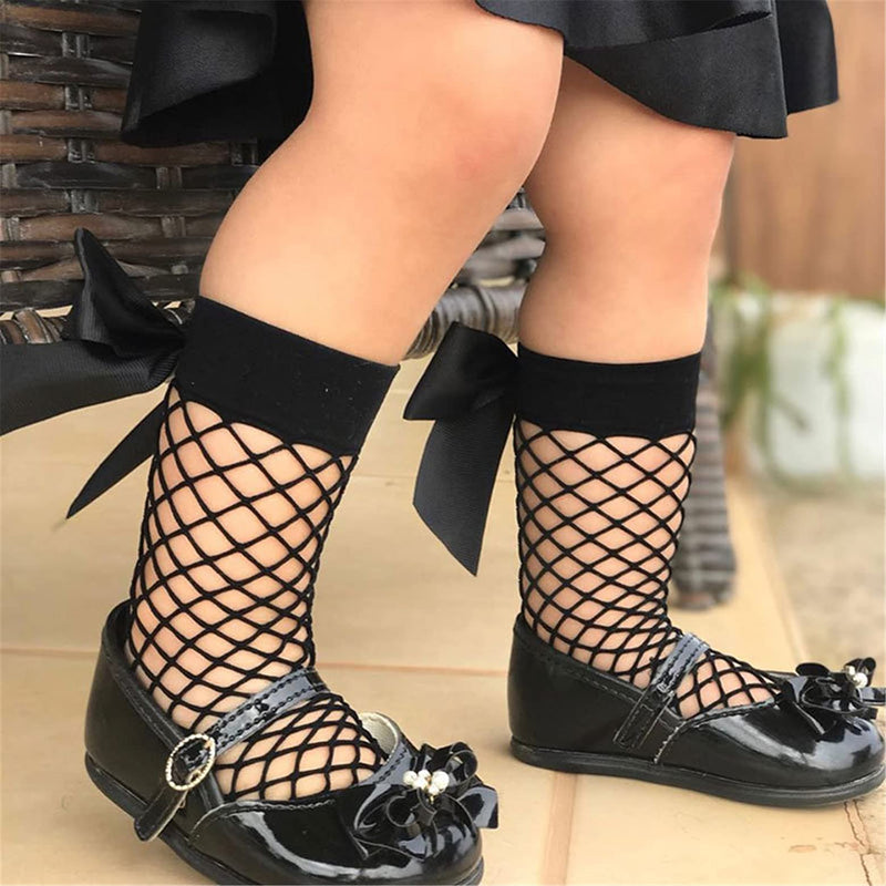 [Australia] - AYIYO Toddler Kids Girls Fishnet Stockings Mesh Fancy Sock Glitter Tights Summer Dress Socks 2 Pairs Black+white 1-5T 