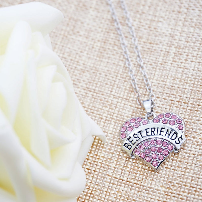 [Australia] - O.RIYA Best Friends Crystal Heart Pendant Necklaces Pink 
