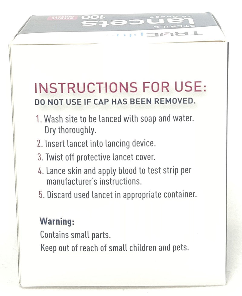 [Australia] - TRUEplus Sterile Lancets 28 Gauge, 100 Count Per Box (4 Boxes) 