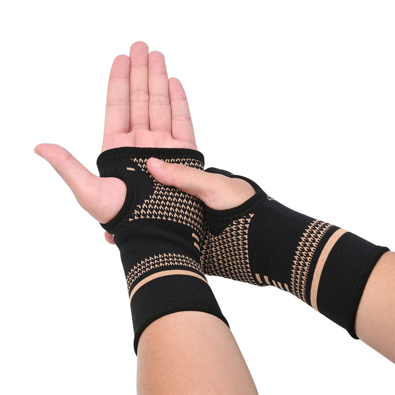 [Australia] - Wrist Brace for Carpal Tunnel Relief, Wrist Compression Glove Wrist Support Sleeves (Pair), Fit for Tendonitis, Golf, Yoga, Arthritis, Wrist Sprain, Copper-Infused Nylon Breathable and Sweat,Large Black Large 