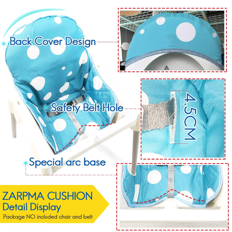 [Australia] - ZARPMA Seat Covers Cushion for Ikea Antilop Highchair,Washable Foldable Baby Highchair Cushion Cotton Padded Insert for Ikea Child Chair (Blue) Blue 