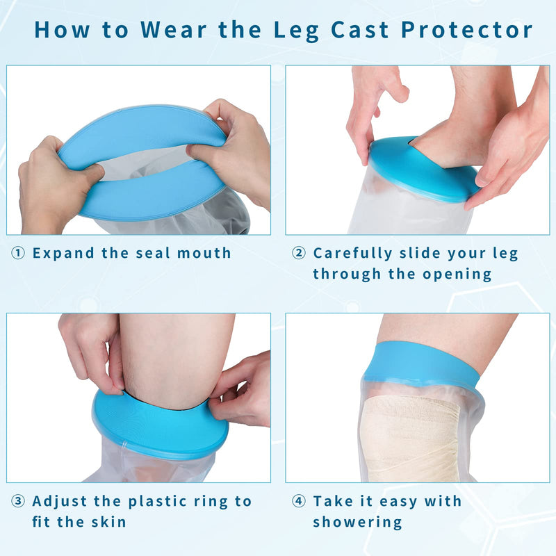 [Australia] - SUPERNIGHT Waterproof Cast Cover for Shower, PICC Line Covers for Knee, Watertight Reusable Cast Protector for Leg Surgeries Wound Bandage Adult Knee 