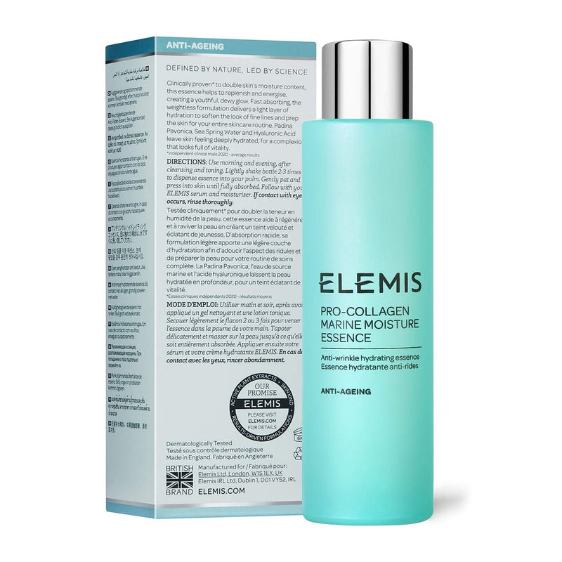 [Australia] - ELEMIS Pro-Collagen Marine Moisture Essence, Moisturising Formula to Hydrate, Prepare and Energise, Marine Collagen Essence to Smooth Fine Lines, Anti Wrinkle Essence with 24 Hour Hydration, 100ml 