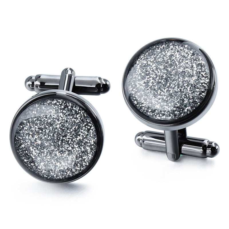 [Australia] - HAWSON Cufflinks and Tuxedo Studs Set for Mens Diamond dust Cufflinks - Business Gift Wedding Party Accessories… cufflinks and studs set Black 