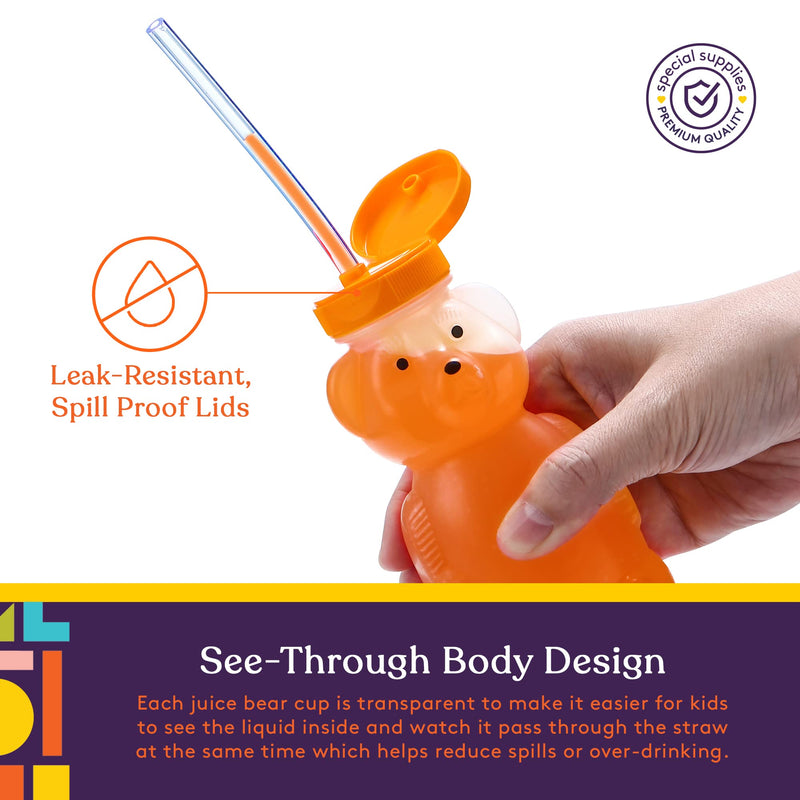 [Australia] - Special Supplies Honey Bear Straw Cup For Baby, 3 Straws, Squeezable Therapy and Special Needs Assistive Drink Container, Spill Proof and Leak Resistant Lid 