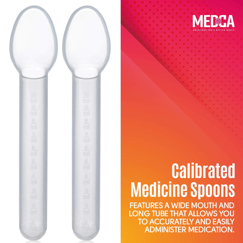 [Australia] - Calibrated Medicine Spoon for Kids, Baby & Toddler - (Pack of 4) - 2 Tsp/10 mL Capacity Plastic Oral Liquid Dose Medication Graduated Dispenser 