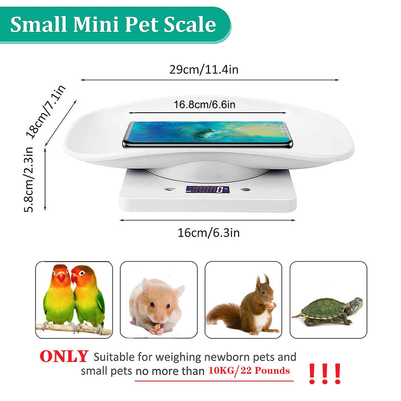 [Australia] - Digital Pet Weighing Scales Mini Cat Dog Scale, Multi-Function Puppy Scale, LCD Kitchen Scales Electronic Food Scales, Switchable g/lb/oz, Easy Clean for Hamster Bunny Bird Small Ainimal 10KG/22 lbs 