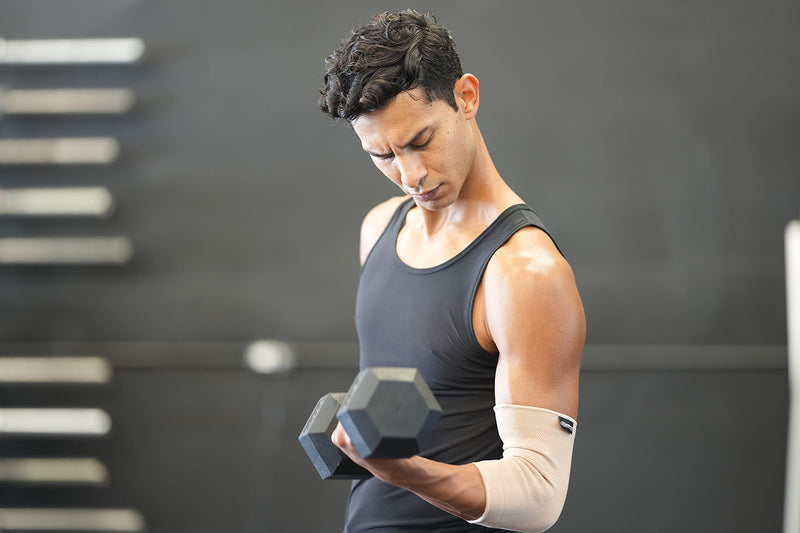 [Australia] - Kunto Fitness Elbow Brace Compression Support Sleeve (Shipped From USA) for Tendonitis, Tennis Elbow, Golf Elbow Treatment - Reduce Joint Pain During Any Activity! Medium Y-Beige/Nude 