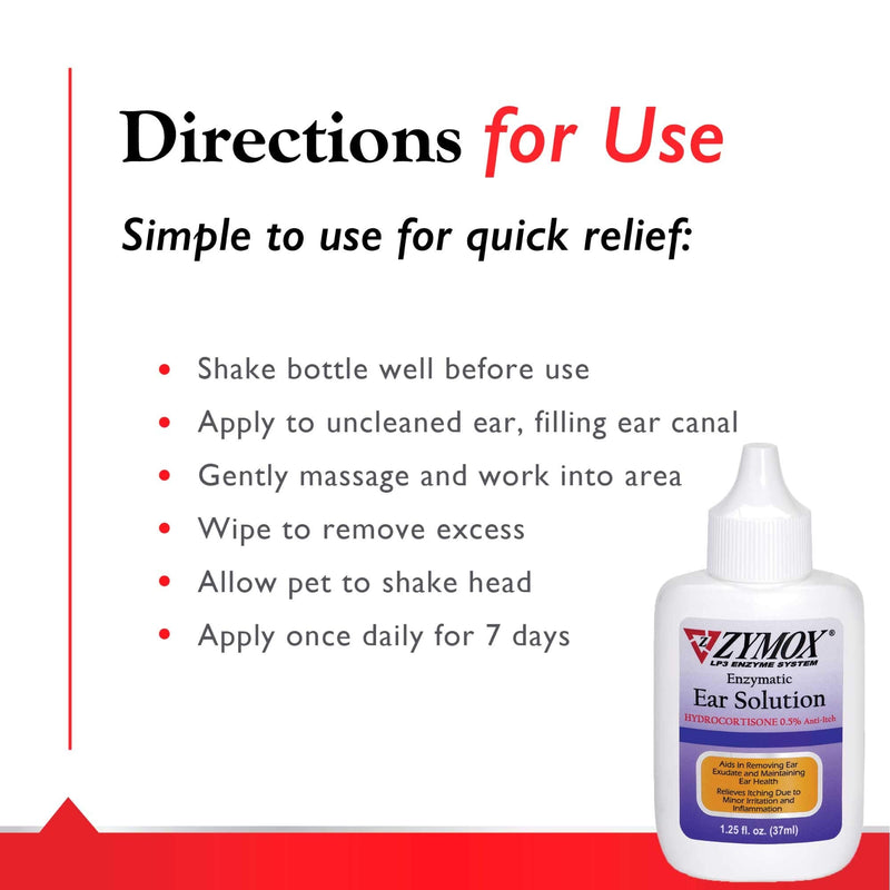 [Australia] - ZYMOX Enzymatic Ear Solution with 0.5-Percent Hydrocortisone, for Dog & Cat, 1.25 oz 