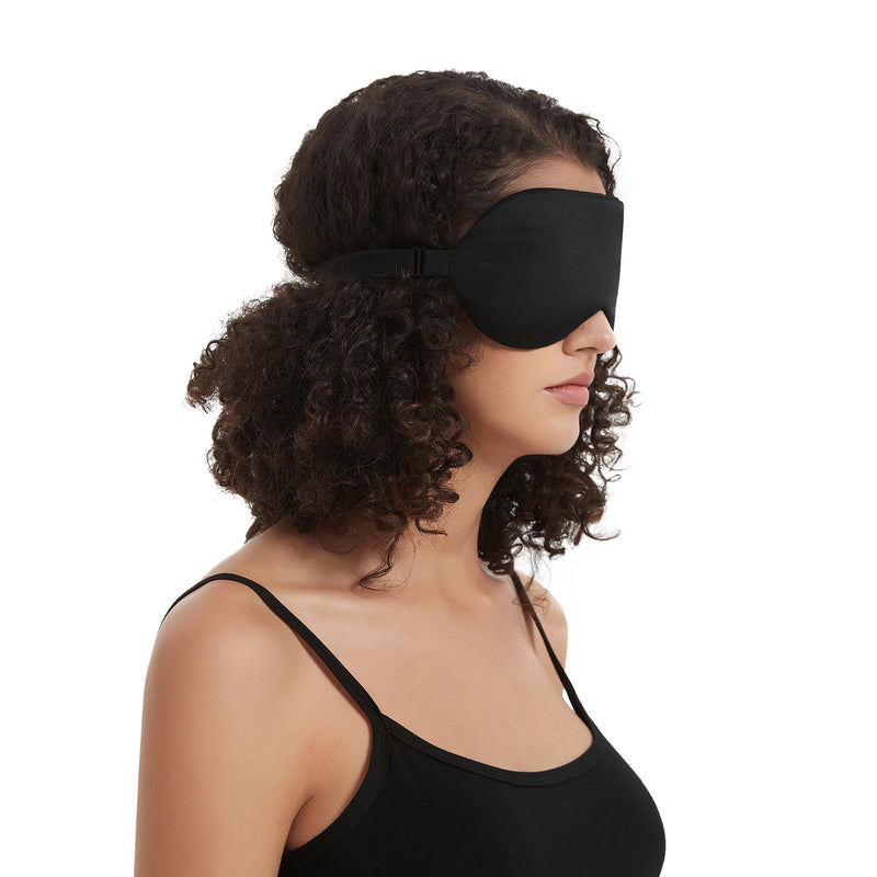[Australia] - Alaska Bear Sleep Mask Silk Cover - Eye Contour Built in No Pressure - Handmade, Upgrade Over Conventional "Flat" Thin Shades (Black, Gift Ready Packaging) Black 