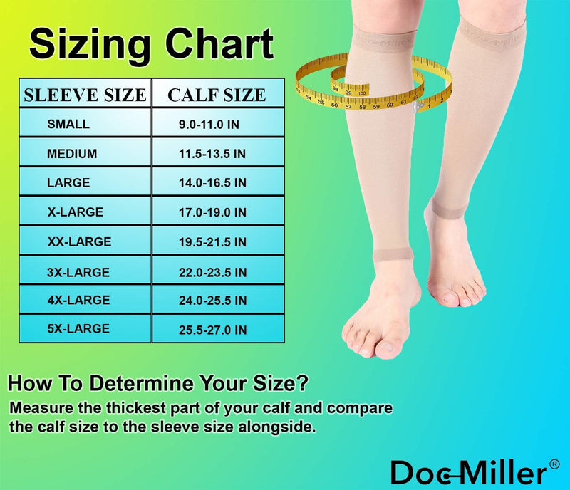 [Australia] - Doc Miller Calf Compression Sleeve Men and Women - 20-30mmHg Shin Splint Compression Sleeve Recover Varicose Veins, Torn Calf and Pain Relief - 1 Pair Calf Sleeves Tan Skin Color - Medium Size 