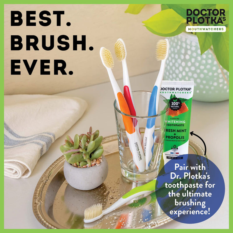 [Australia] - MOUTHWATCHERS Doctor Plotka's Mouthwatchers Antimicrobial Floss Bristle Silver Toothbrush, Adult, Orange Orange,silver 