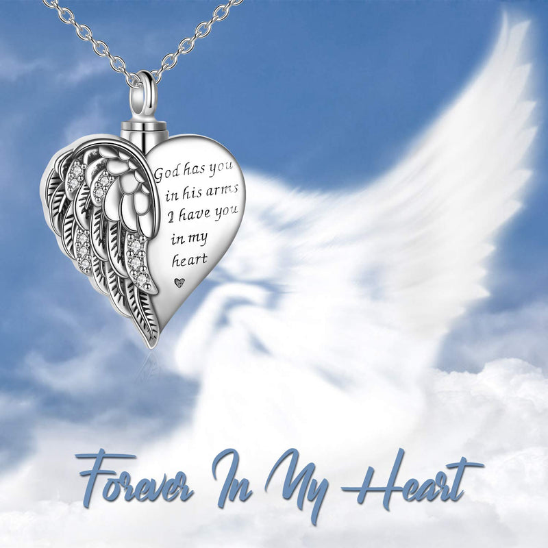 [Australia] - YFN Heart Urn Necklaces for Ashes Sterling Silver Sunflower Hummingbird/Guardian Angel Wings/Elephant Cremation Jewelry for Ashes Memory Jewelry for Women 
