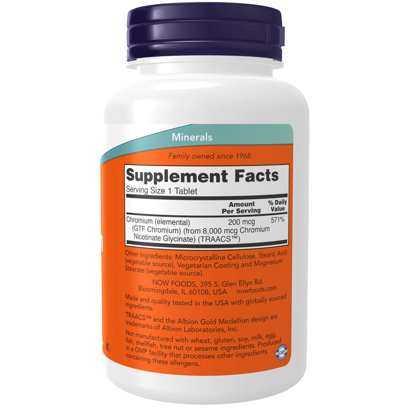 [Australia] - NOW Supplements, GTF (Glucose Tolerance Factor) Chromium 200 mcg, Insulin Co-Factor*, 250 Tablets 