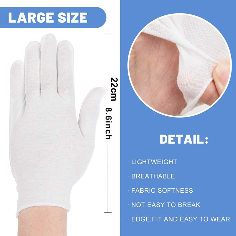 [Australia] - 2 Pairs 100% Cotton Moisturising and Protective Gloves for Eczema, Sensitive Dry Irritated Skin, Overnight Hand Cream Lotion Protection, Cosmetic, Spa Therapy, One Size Fits Men and Women 4 Count (Pack of 1) 