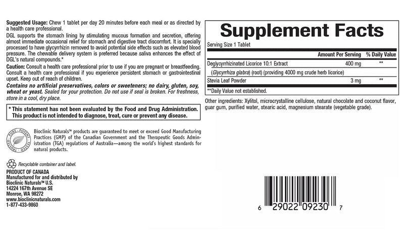 [Australia] - Bioclinic Naturals Dgl 180 Chewable 180 Tabs 