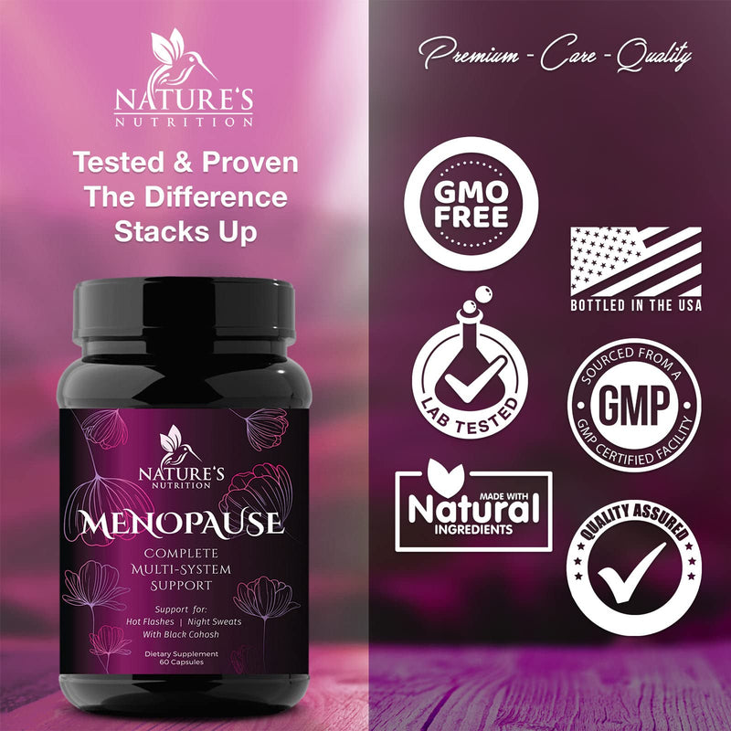 [Australia] - Menopause Supplements for Women - Black Cohosh for Menopause Relief - Hot Flashes, Night Sweats, and Mood Support - Extra Strength Menopause Supplement Complex - USA Formulated, Non-GMO - 60 Capsules 