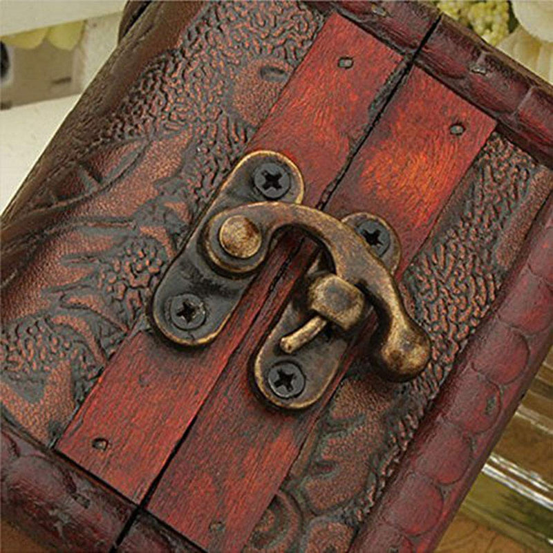 [Australia] - Alrsodl 4PCS Mini Wooden Jewelry Box Vintage Handmade Rings Case Box with Mini Metal Lock for Storing Jewelry Treasure Pearl (Random Styles) 