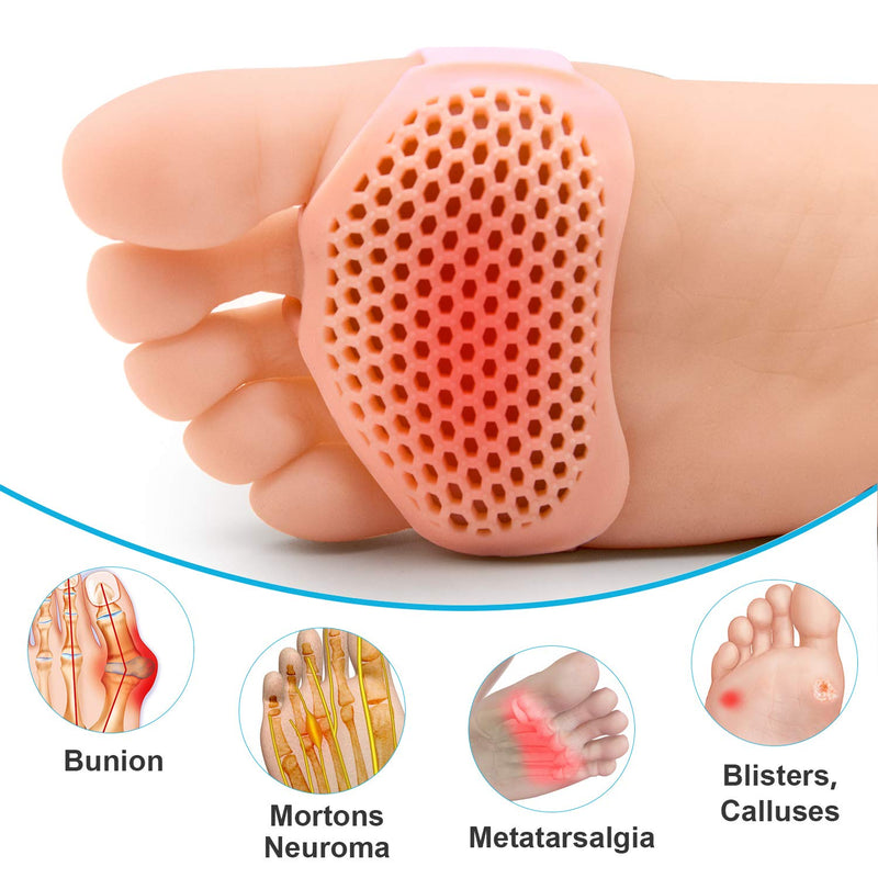 [Australia] - PrettSole 4 Pairs Metatarsal Pads | Metatarsal Pads for Women | Ball of Foot Cushions, Forefoot Cushions Support for Metatarsalgia, Morton's Neuroma Pain Relief Beige 