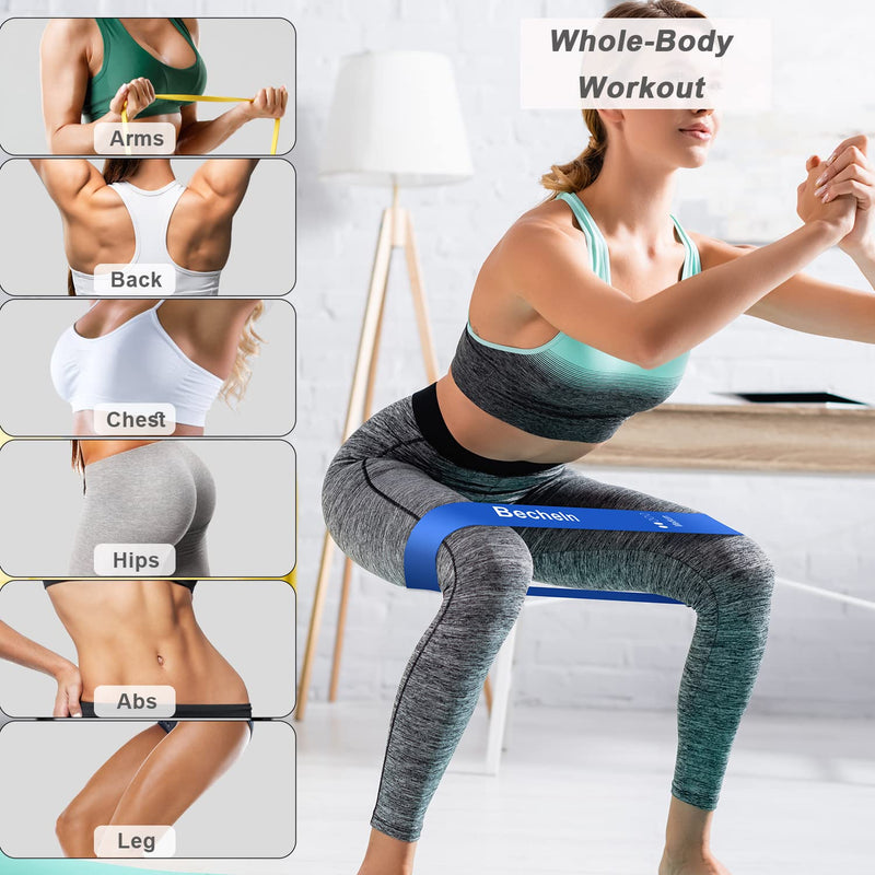 [Australia] - Becheln Resistance Band, Exercise elastic Bands for Yoga, Pilates, Fitness and Working Out, Set of 5 Stretch Bands with Carrying Bag Resistance Band Regular Color 5-Pack 