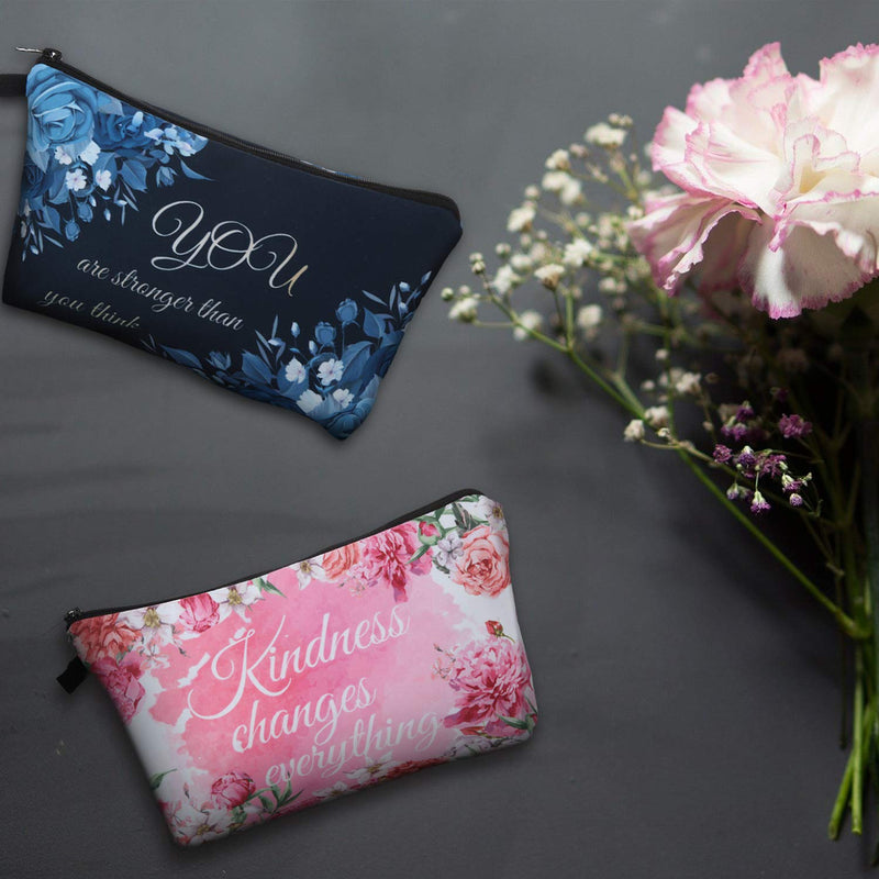 [Australia] - 6 Pieces Makeup Bag Toiletry Pouch Waterproof Cosmetic Bag with Mandala Flowers Llama Sloth Unicorn Patterns, 6 Styles (Floral Style) 