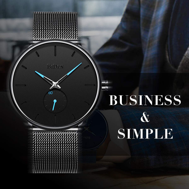 [Australia] - Mens Watch Minimalist Fashion Waterproof Watches for Men Business Dress Casual Watch with Stainless Steel Mesh Band Black 