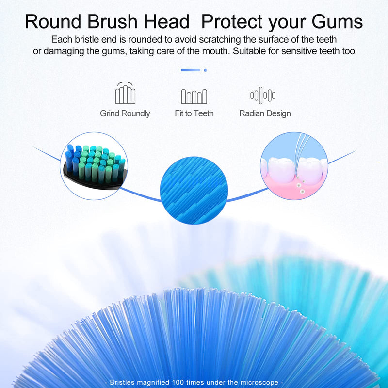 [Australia] - 10 Pack Electric Toothbrush Replacement Heads Compatible with Fairywill，Toothbrush Heads Compatible with FW-507/508/551/515/917/959/2011,D1/D3/D7/D8(Black) Black 