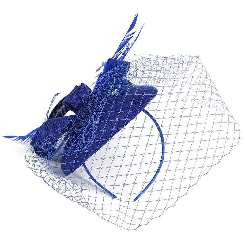 [Australia] - BABEYOND Women's Pillbox Fascinators Hat Headband Tea Party Fascinator Hat Veil Kentucky Derby Hat for Cocktail Blue 