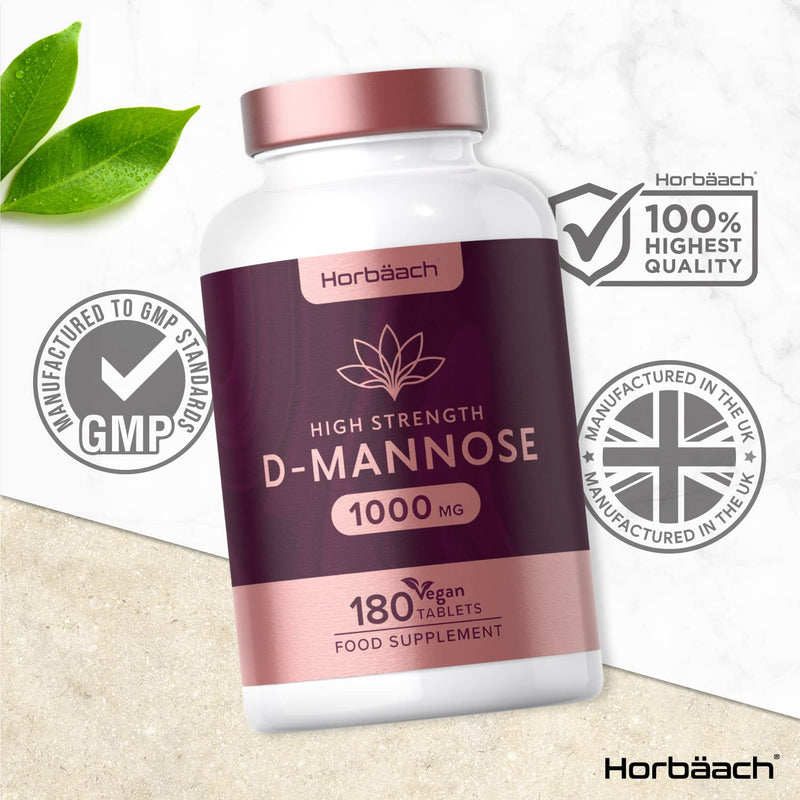 [Australia] - D-Mannose 1000mg | 180 Vegan Tablets | UTI & Cystitis Support for Men & Women | High Strength Natural Relief, Simple Sugar Supplement | Vegan/Vegetarian Friendly | No Artificial Preservatives 